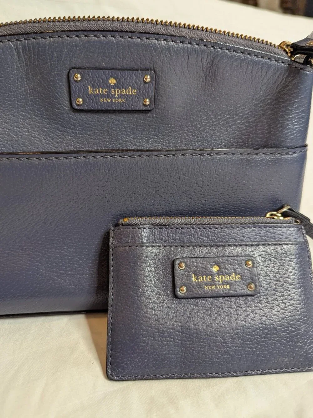 Kate Spade Grove Street Millie Crossbody bag in Gray-Blue, matching change purse